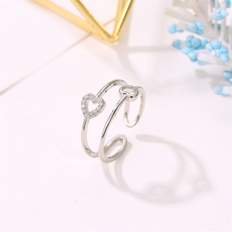 1pcs Women Simple  Love Ring Openwork Filled Zircon Ladies Ring Wedding Party Fine Jewelry