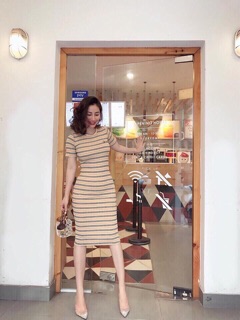 bán sỉ váy len kẻ body