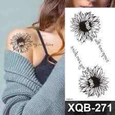 Hình xăm TATOO tạm thời hoa hướng dương sunflower chữ &quot;you are my sunshine&quot; XQB271 - miếng dán hình xăm tatoo đẹp dành c