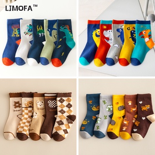 LJMOFA KIDS Chứng khoán 5 cặp phù hợp với trẻ em 1-12 tuổi vớ bông hoạt hình hình người đàn ông cô gái vớ mềm mại, hấp thụ mồ hôi, ấm áp, thoải mái và linh hoạt của trẻ em học sinh vớ vớ trẻ em bán buôn