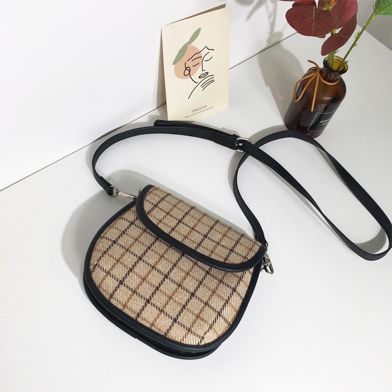 Túi đeo vai IELGY họa tiết kẻ sọc phong cách Hàn Quốc cổ điển thời trang cho nữ