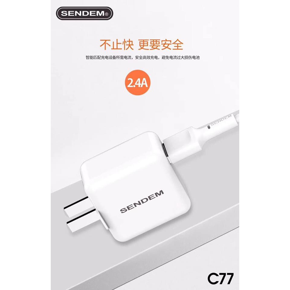Bộ sạc nhanh Sendem C77 chân gấp 2.4A chất lượng cao