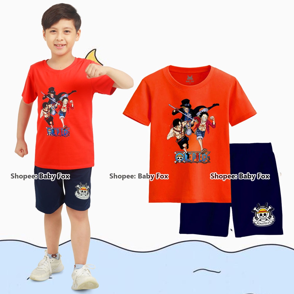 Bộ bé trai size nhí, trung, đại 100% cotton loại tốt, thương hiệu BABY FOX in hình Luffy, Zoro m