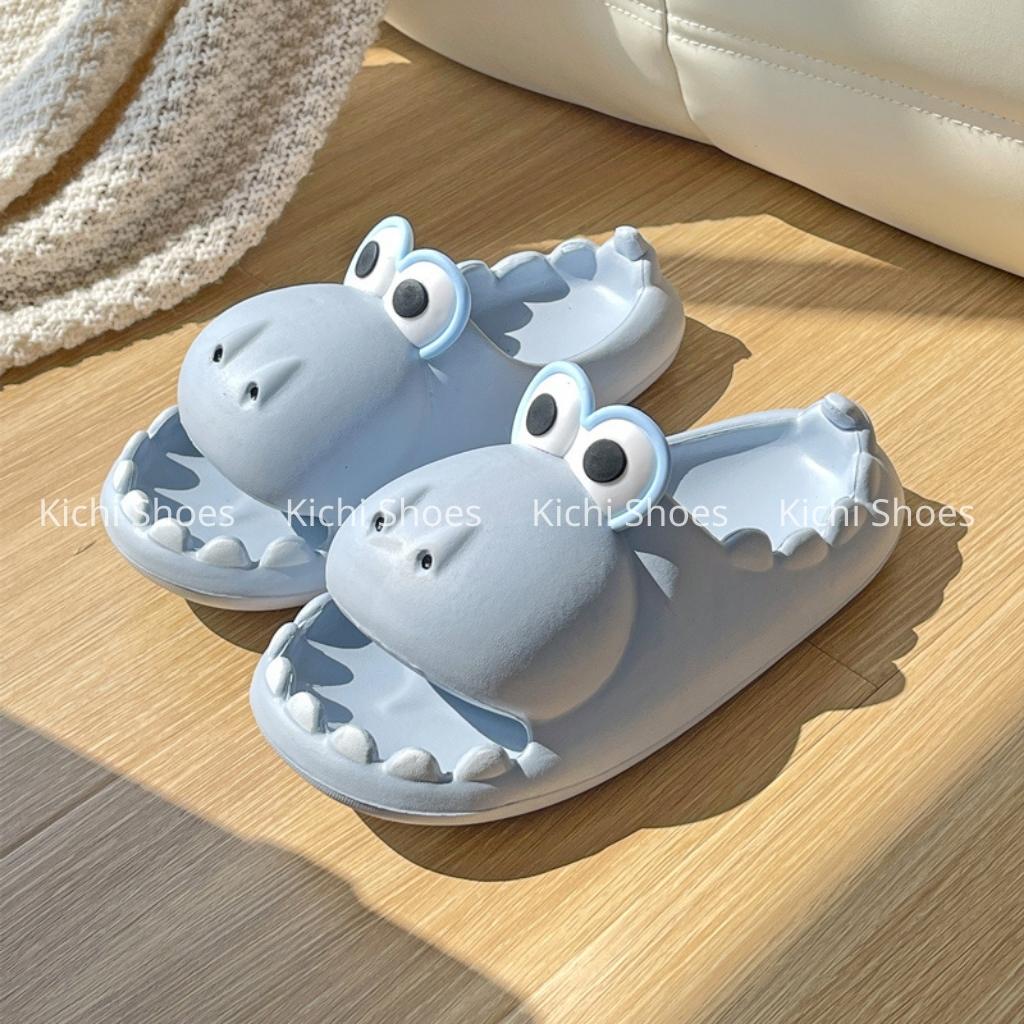 Dép cá xấu Dép quai ngang mắt to siêu cute phong cách Ulzzang, Dép khủng long cá sấu size 35-40
