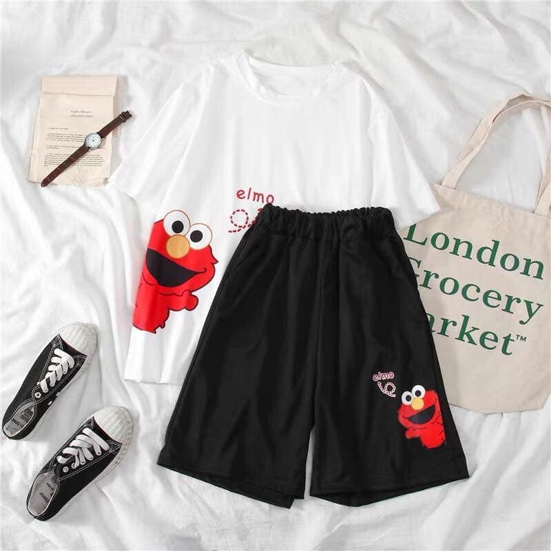 Set Đồ Bộ Elmo-cartoon 3D Cute DB03-Pijama, Đồ Bộ Thun, Set đồ mặc nhà, bộ ngủ,Áo+ Quần Đùi Vải Thun Cotton,Đồ Bộ Nam Nữ | BigBuy360 - bigbuy360.vn