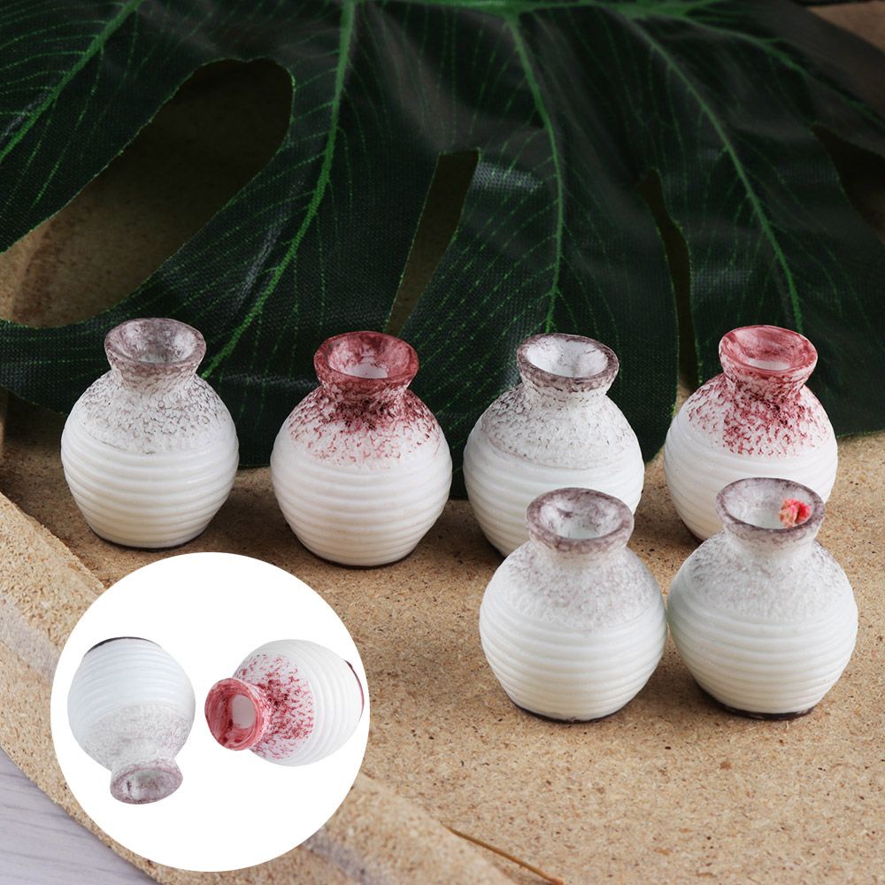 Set 5 Mô Hình Bình Hoa Mini Bằng Nhựa Resin Dùng Trang Trí Tiểu Cảnh Diy