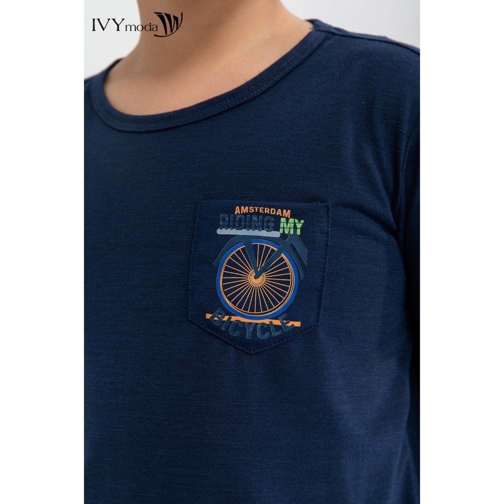 Áo thun cổ tròn bé trai IVY moda MS 57K1336