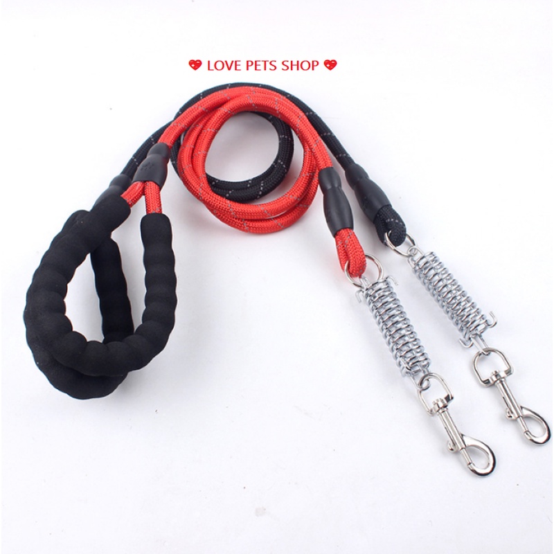 BỘ DÂY DẮT CHÓ PHẢN QUANG CÓ LÒ SO TRỢ LỰC KÈM VÒNG CỔ CÓ ĐỆM  (MẪU MỚI) -  LOVE PETS SHOP