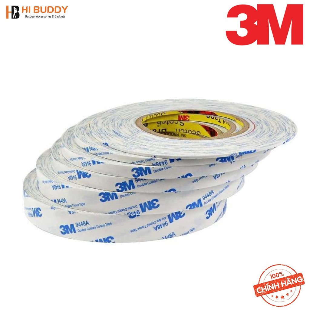 Băng Keo 2 Mặt 3M 9448 10mmx50m - Phù hợp với nhiều loại bề mặt – Hàng Chính Hãng – HIBUDDY