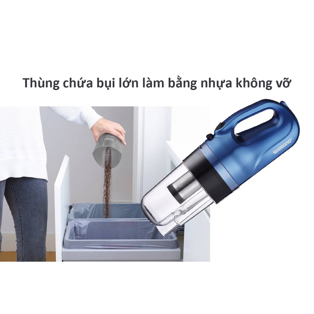 Máy hút bụi cắm dây trực tiếp ổ điện xe hơi siêu nhỏ gọn Shimono SVC1016_C 100W - Hàng chính hãng