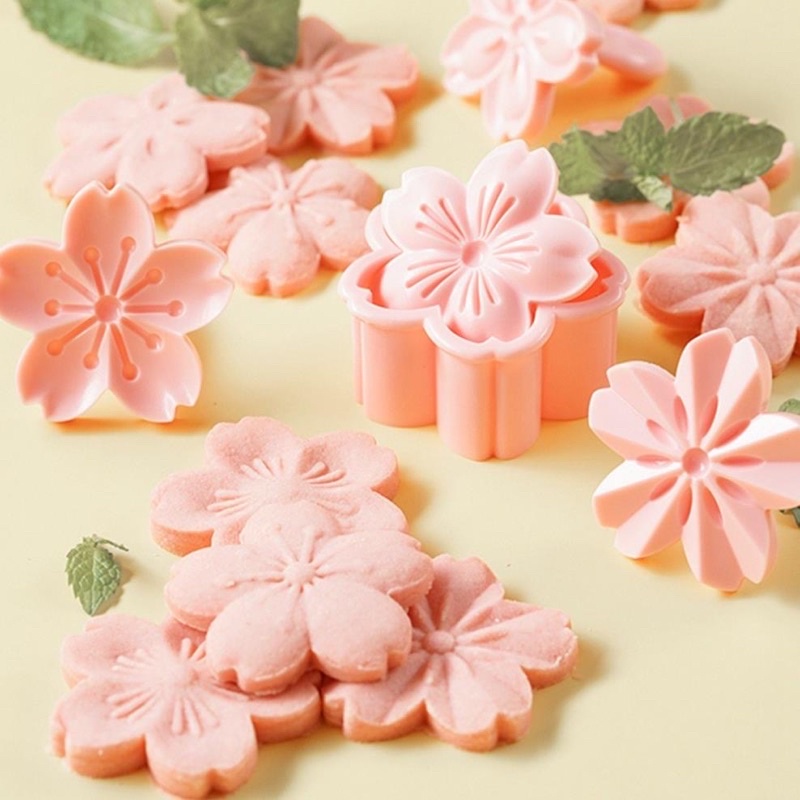 Set 4 Khuôn cutter nhấn bánh hoa anh đào