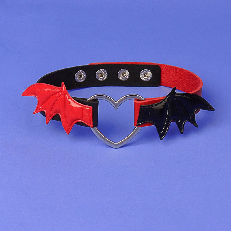 Vòng Cổ Choker Da PU Hóa Trang Đôi Cánh Phong Cách Harajuku Goth Có Thể Điều Chỉnh
