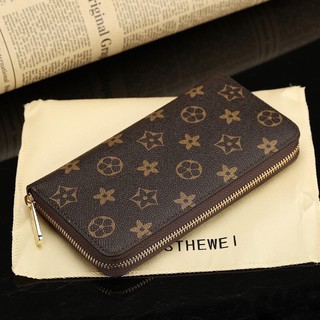 Ví Nam Nữ Cầm Tay Dài LV Hoa Nâu, ô nâu và hoa đen