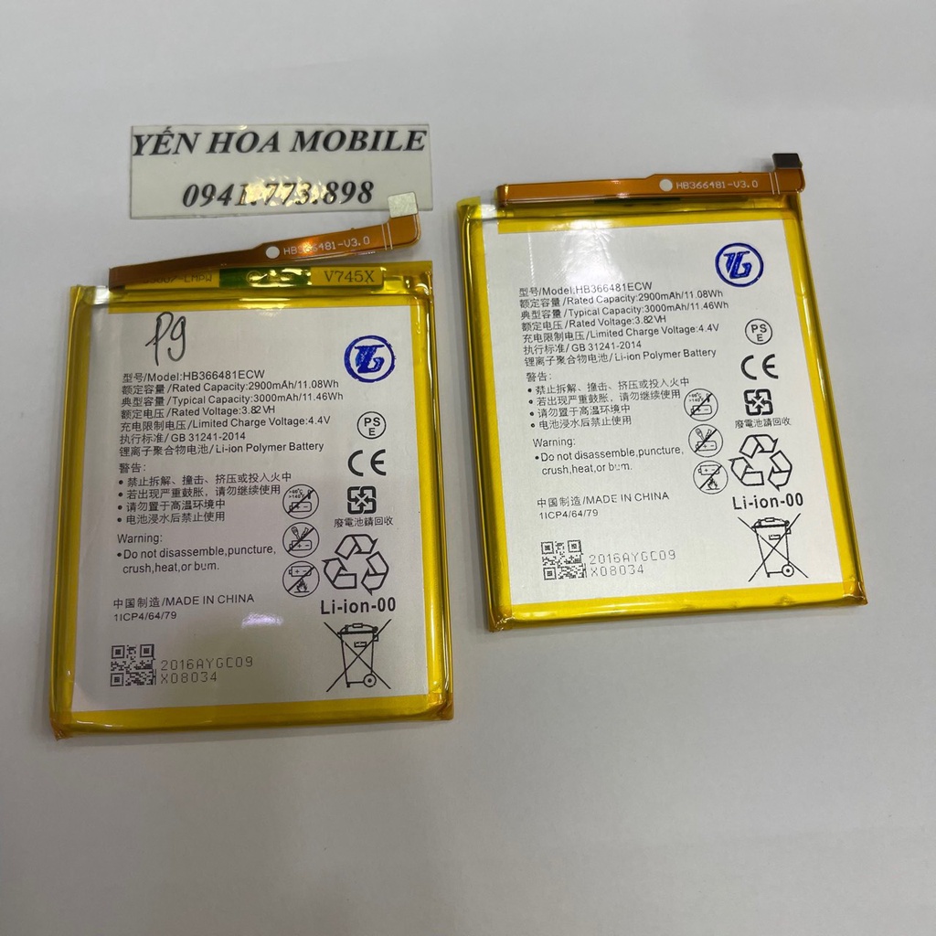 Pin thay thế cho điện thoại huawei P9 LITE,G9, HONOR 8,GR5 MINI,HONOR 5C,NMO - L31,kii - l21,NOVA 3E,HONOR 7,ENJOY 8E