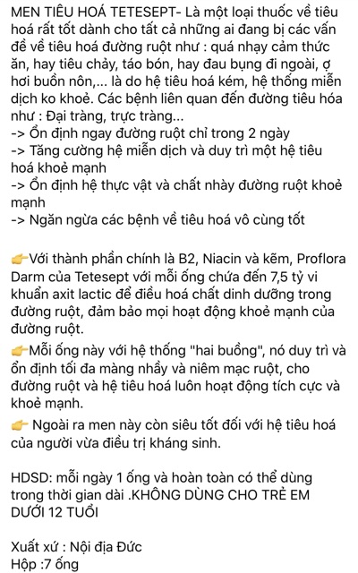 [Hàng xách tay Đức] Men Tiêu Hoá Tetesept của Đức