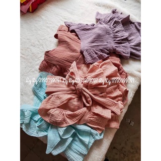 Body xuất dư Muslin thắt nơ điệu đà cho bé gái