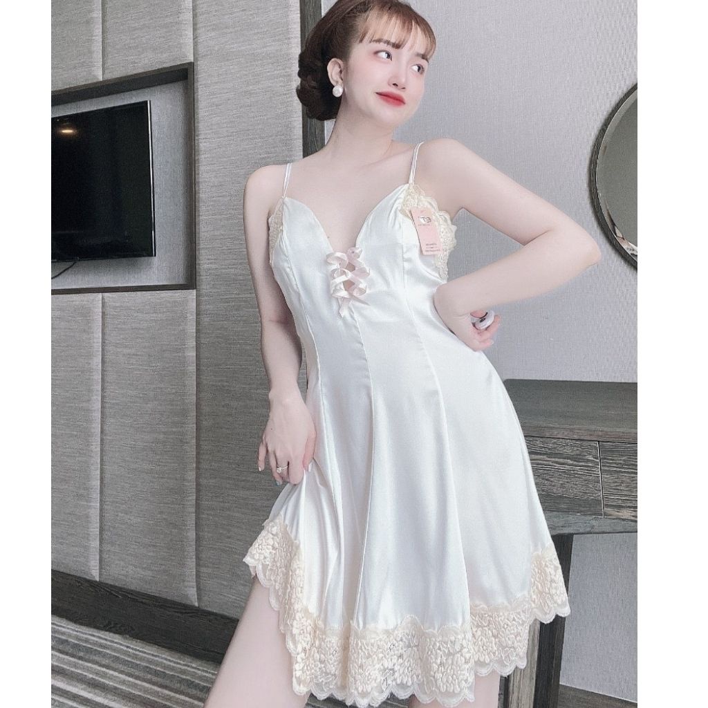 Váy ngủ sexy ❣️FREE SHIP❣️ Đầm ngủ sexy lụa Latin Chất Siêu Mát Dáng Siêu Xinh &lt; 62kg