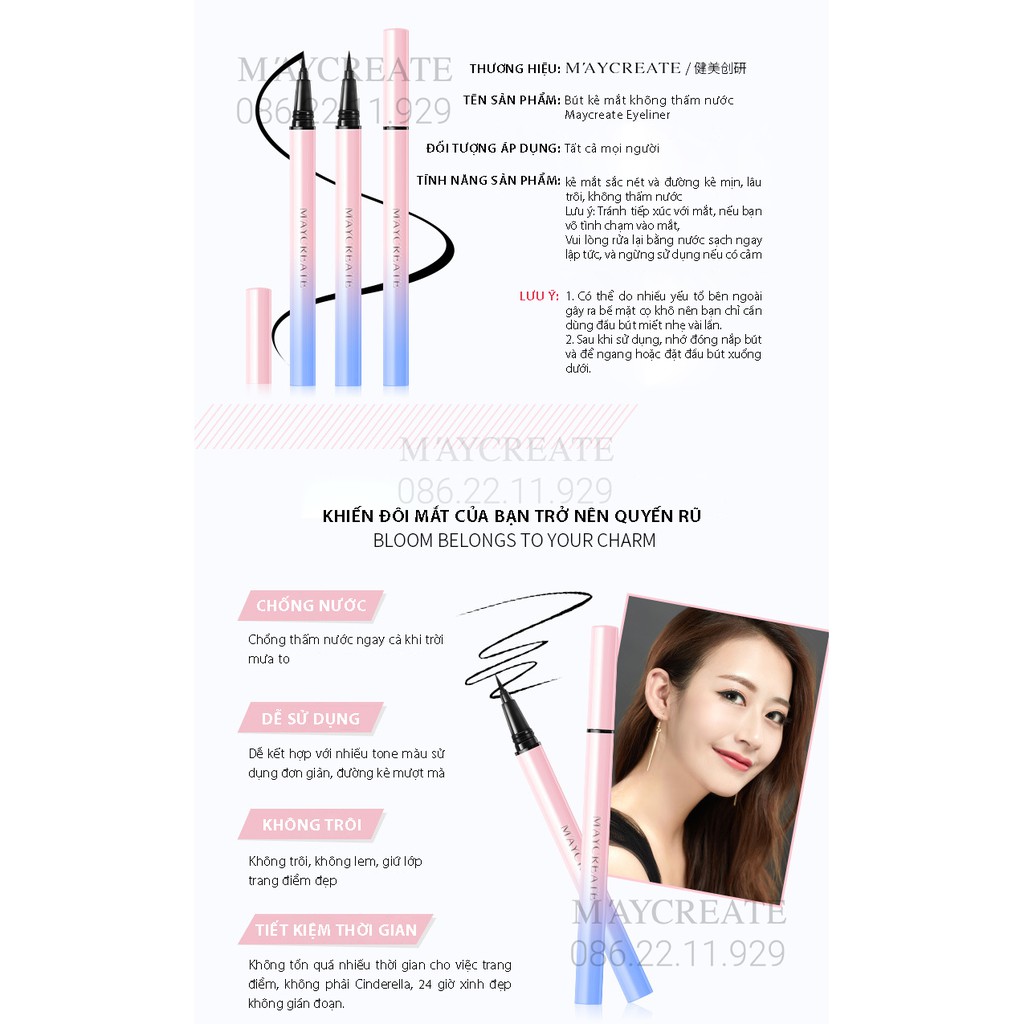 Kẻ Mắt Nước Không Trôi Eyeliner Maycreate Bút Kẻ Mắt Nội Địa Trung