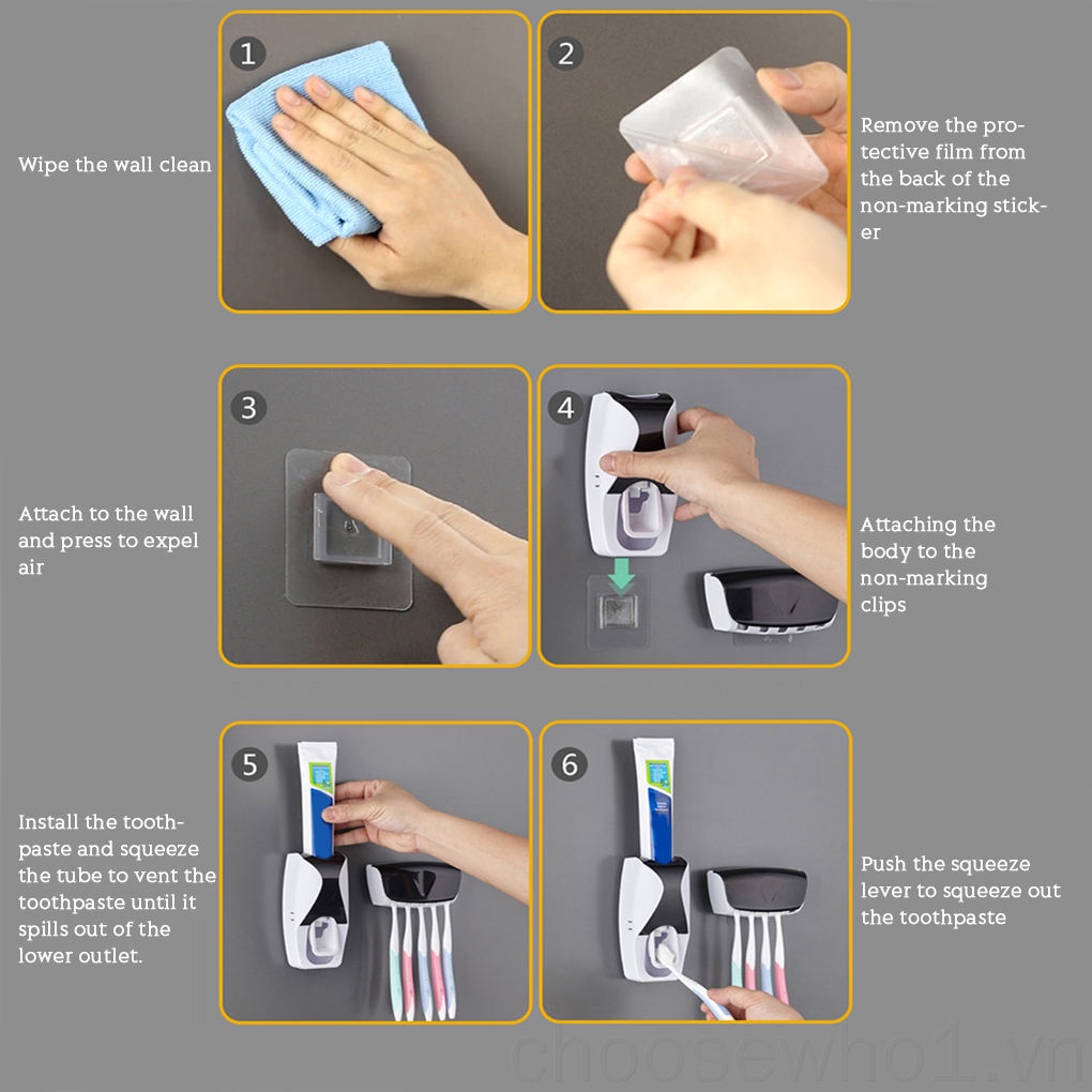 Set 2 dụng cụ lấy kem đánh răng tự động gắn tường nhà tắm