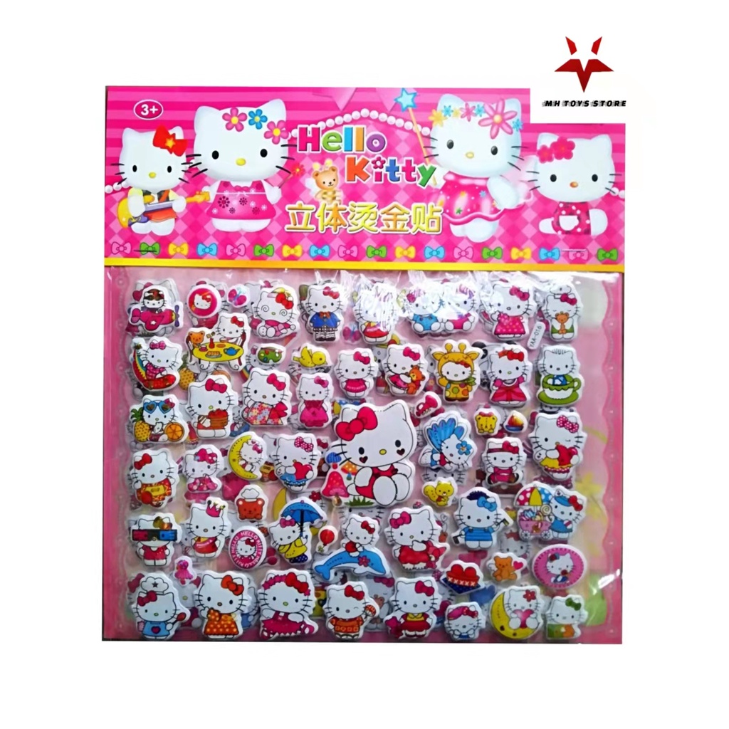 Hình dán stickers Hello Kitty nổi 3D- 2 in 1 trên 100 hình