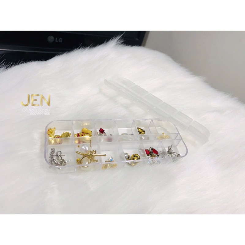 Khay nhựa 12 ô đựng đá nail charm-hộp nhựa