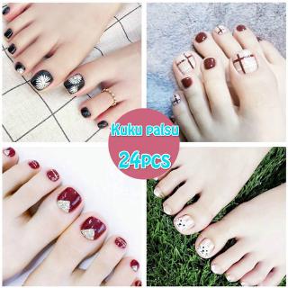 Set 24 móng chân giả chống nước kèm keo dán tiện dụng