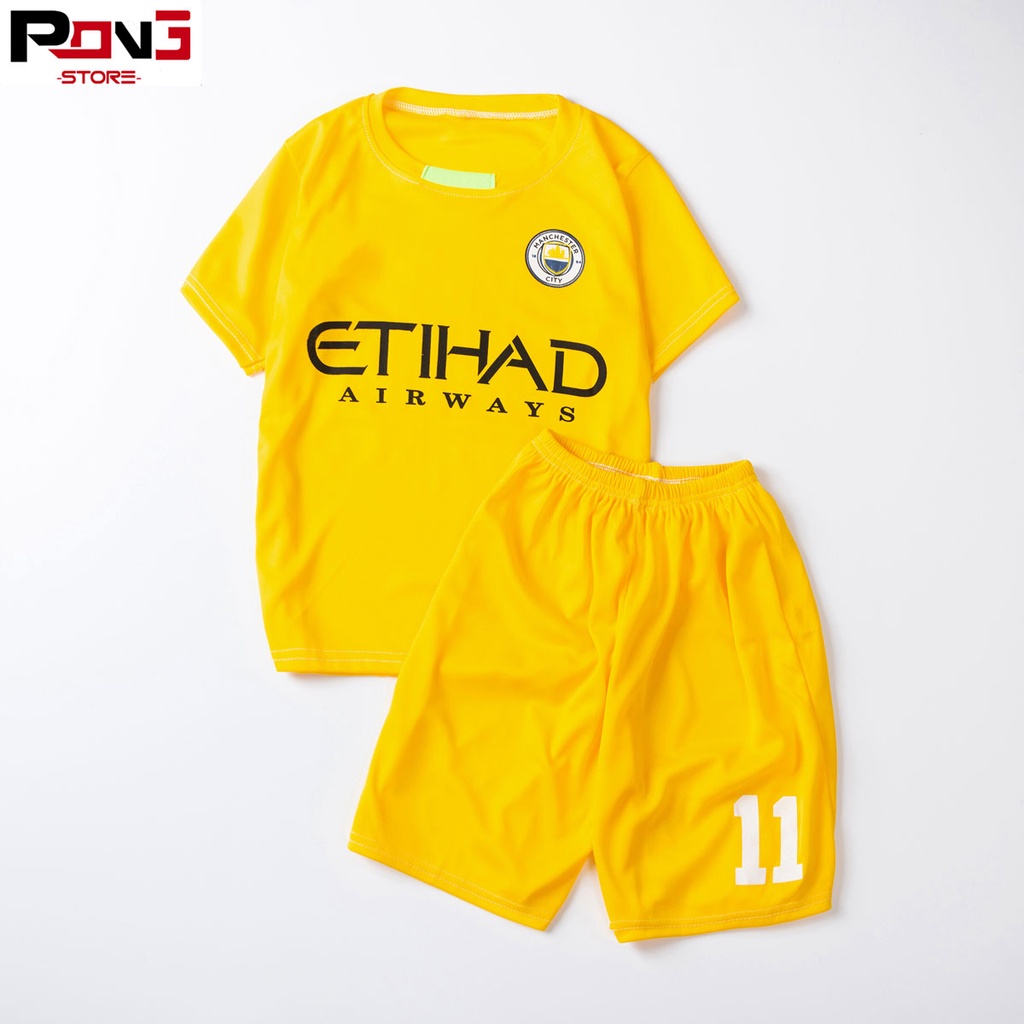 Bộ quần áo bóng đá trẻ em nam,nữ CLB Manchester City  chất thun lạnh  cho các bé từ 2 đến 15 tuổi của Pong__store