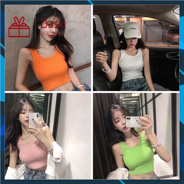 Áo croptop 3 lỗ thể thao 6 màu Daski phong cách nelly ulzzang