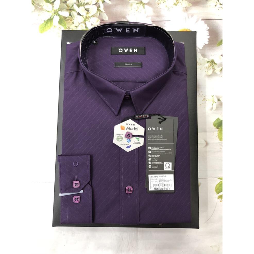 [OWEN SALE] ÁO SƠ MI NAM DÀI TAY XANH KẺ HỌA TIẾT As80418 CHẤT SỢI TRE CHỐNG NHĂN MỊN MÁT | BigBuy360 - bigbuy360.vn