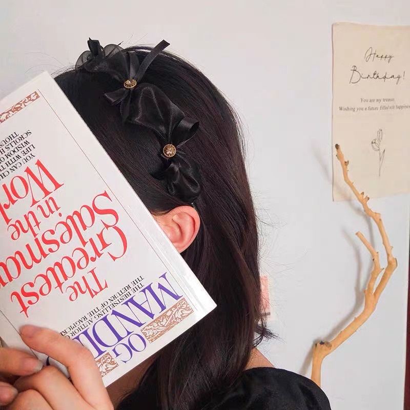 Cài tóc nơ voan tiểu thư đính ngọc