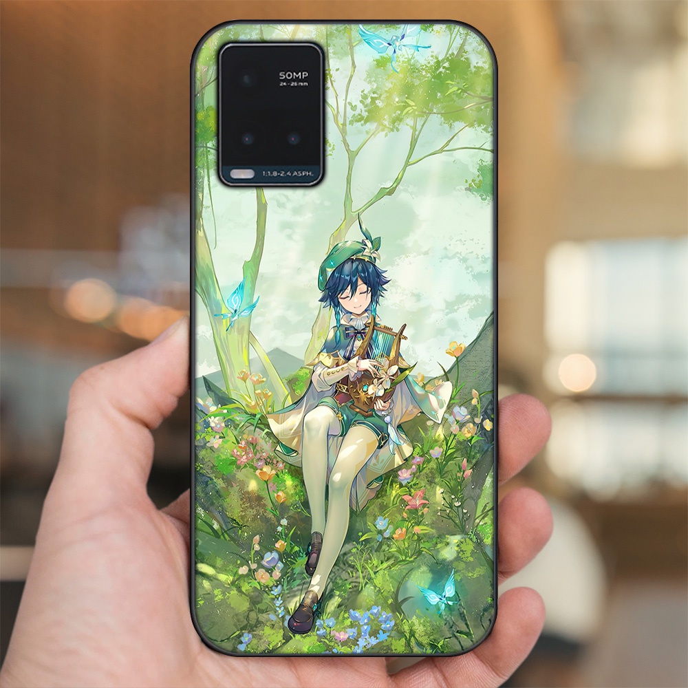 Ốp lưng Vivo Y21s, Y33s viền đen in hình Venti Genshin Impact