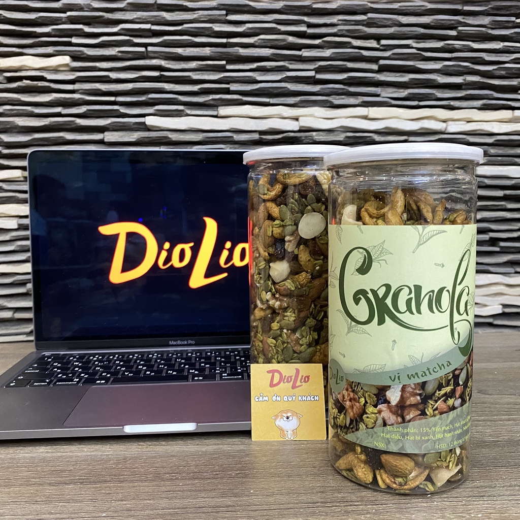 Granola ngũ cốc ăn kiêng giảm cân DioLio 500g vị matcha trà xanh, siêu thơm, siêu ngon