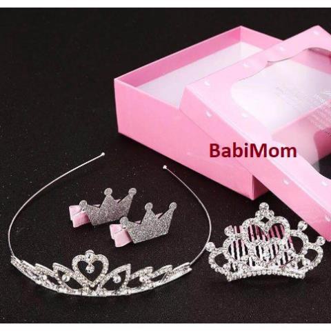 FREE SHIP Set Vương miện công chúa kết đính đá siêu xinh làm điệu cho Bé