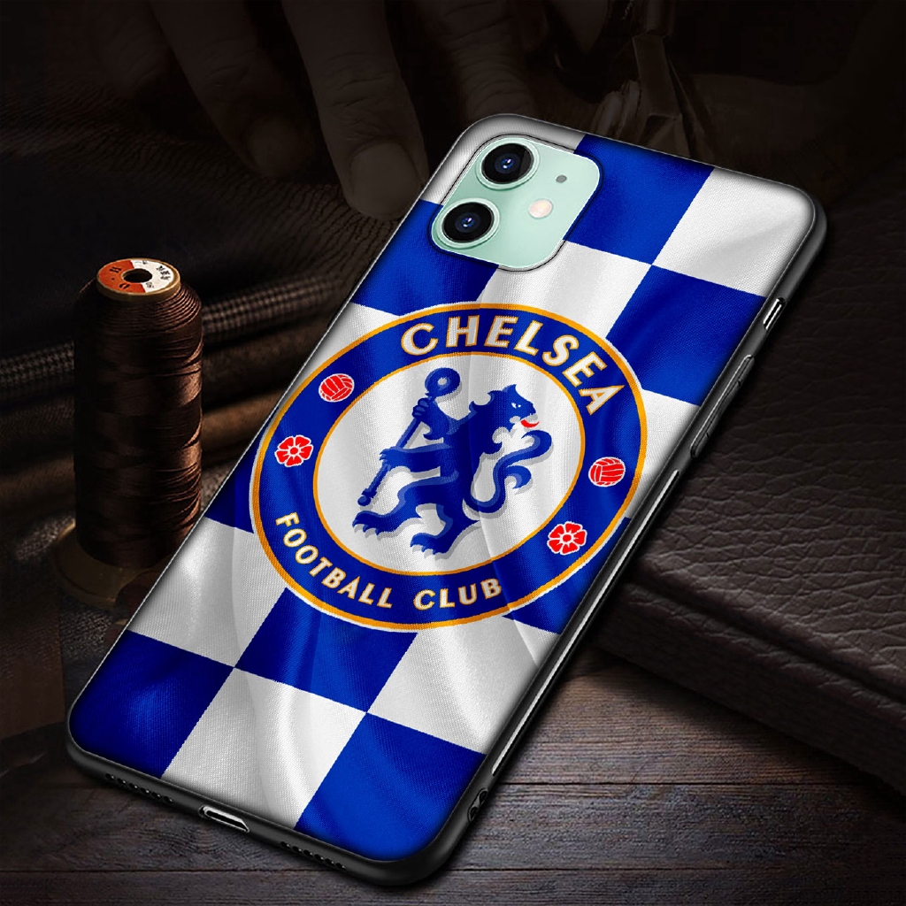 Ốp điện thoại TPU Silicon mềm màu đen in logo Chelsea cho iPhone 11 Pro XR X XS Max 6 6s 7 8 Plus