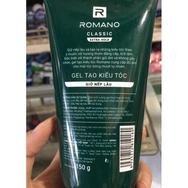 Gel Tạo Kiểu Tóc Romano Classic 150g