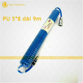 Dây Xoắn Dẫn Hơi Khí Nén 6m-9m-12m-15m Cam Trắng Đẹp Phi 8