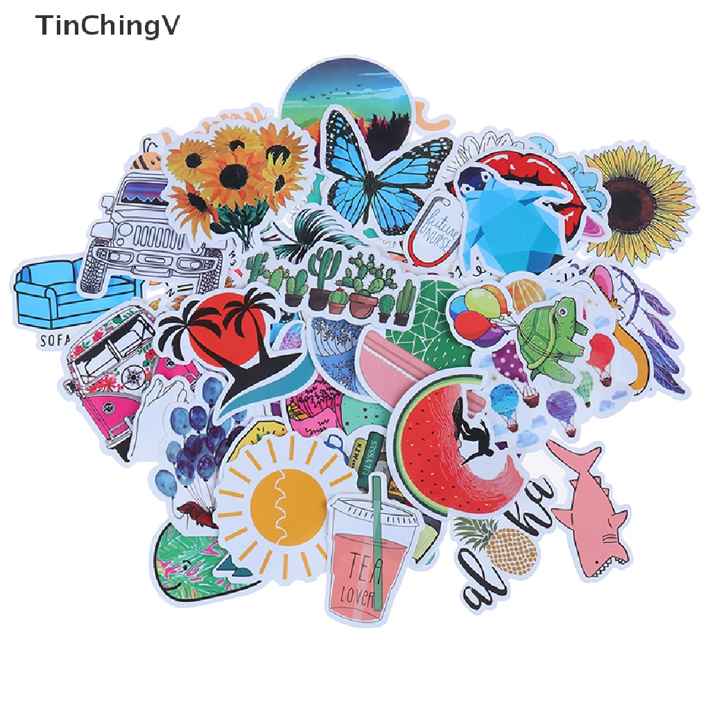 Bộ 50 Miếng Dán Hoạt Hình Kawaii Trang Trí Ván Trượt / Laptop / Vali / Xe Đạp / Xe Hơi