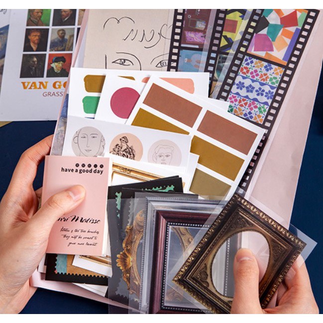 Bộ 36 chi tiết sticker postcard Master paintings set decor trang trí phòng, sổ tay | BSQ038