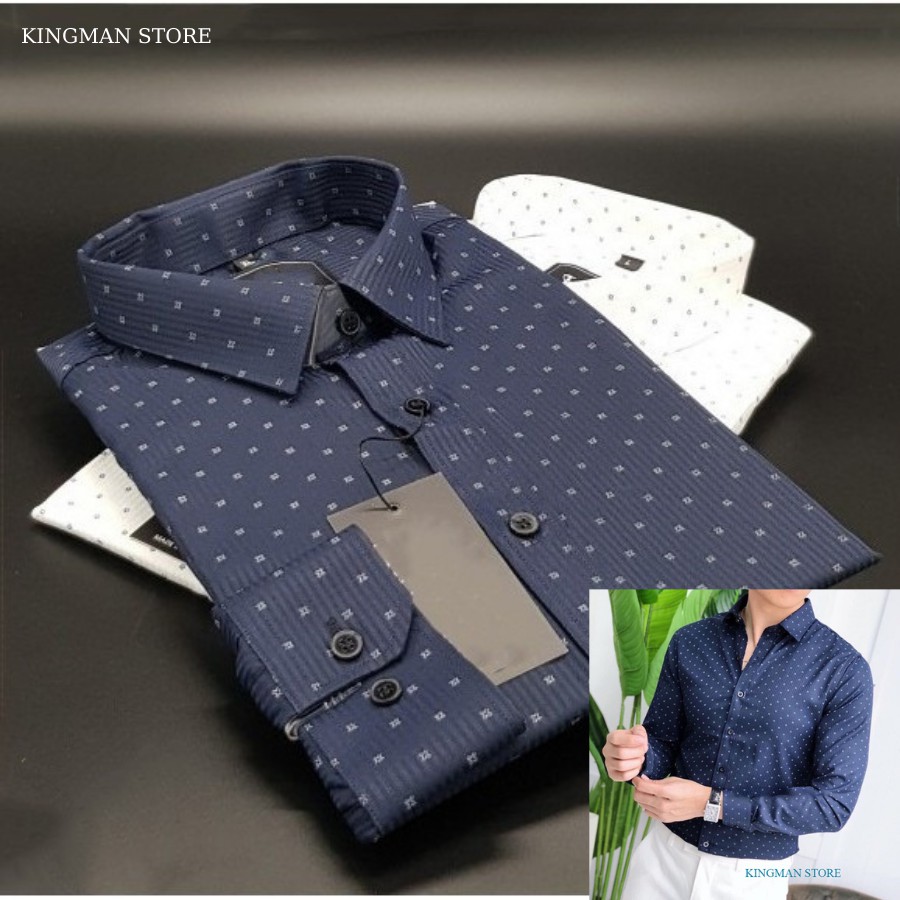 Áo Sơ Mi Nam Hoạ Tiết Chấm Bi, Áo Sơ Mi Nam Công Sở Cao Cấp Không Nhăn Không Phai Màu Hàng VNXK - KINGMAN STORE