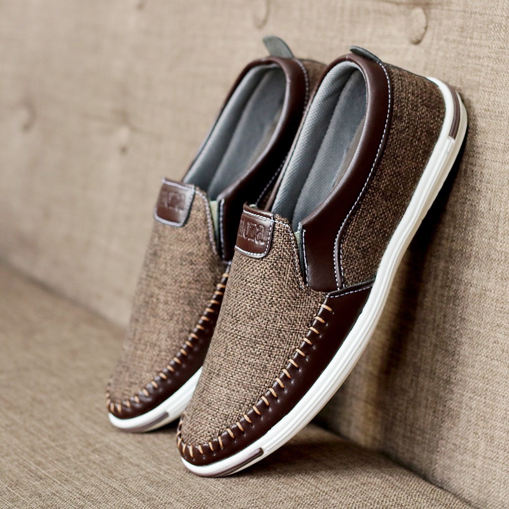 Giày lười nam vải bố đế khâu bên chắc đẹp kiểu dáng đơn giản phong cách | BigBuy360 - bigbuy360.vn