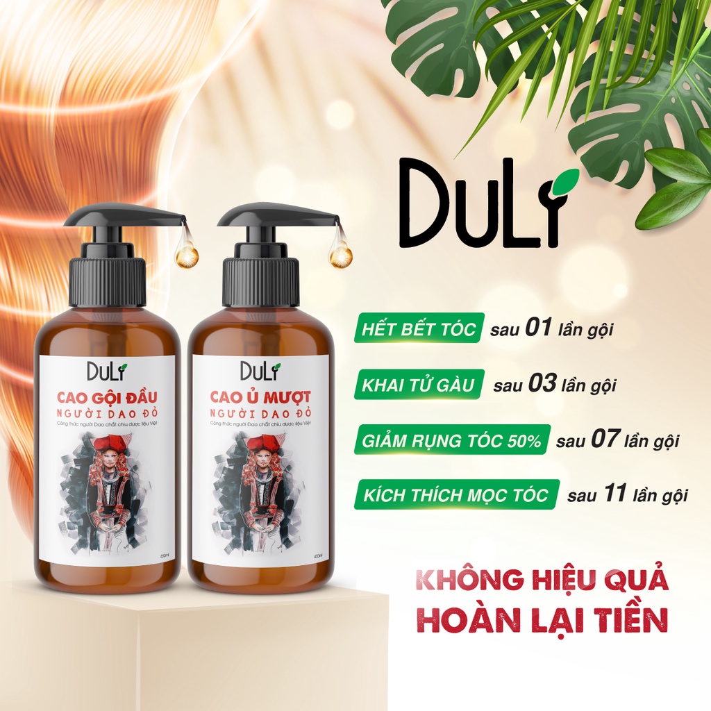 CẶP CAO DẦU GỘI THẢO DƯỢC DULIVE NGƯỜI DAO ĐỎ 450ML GIẢM RỤNG, MƯỢT TÓC