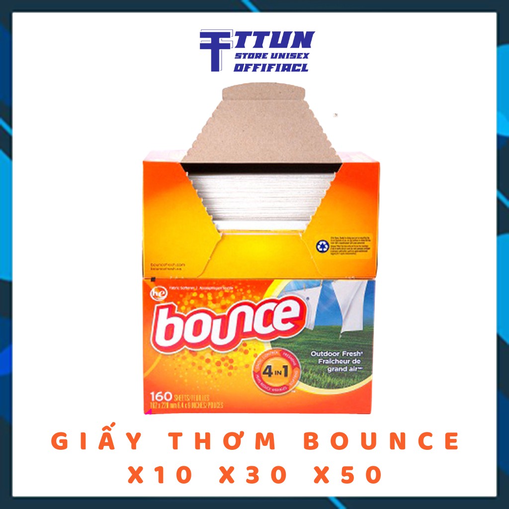 [ Tách lẻ ] Giấy thơm quần áo Bounce Mỹ , Paper Local Brand Lưu Hương Lâu 160 Tờ By TUN SHOP