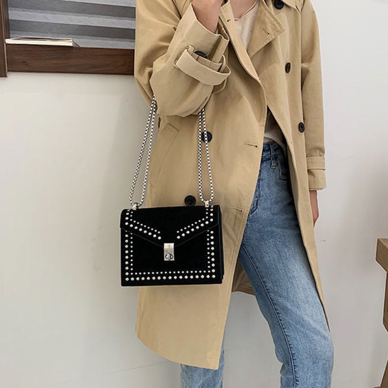 Túi Da Đeo Chéo Vai Có Dây Xích Kiểu Cổ Điển Cho Nữ