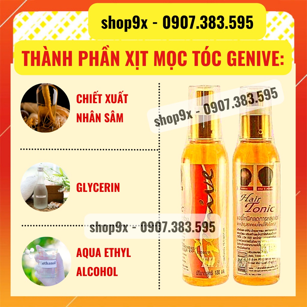 Chai xịt mọc tóc GENIVE Thái Lan 120ml  Tonic Hair ( Chính Hãng)