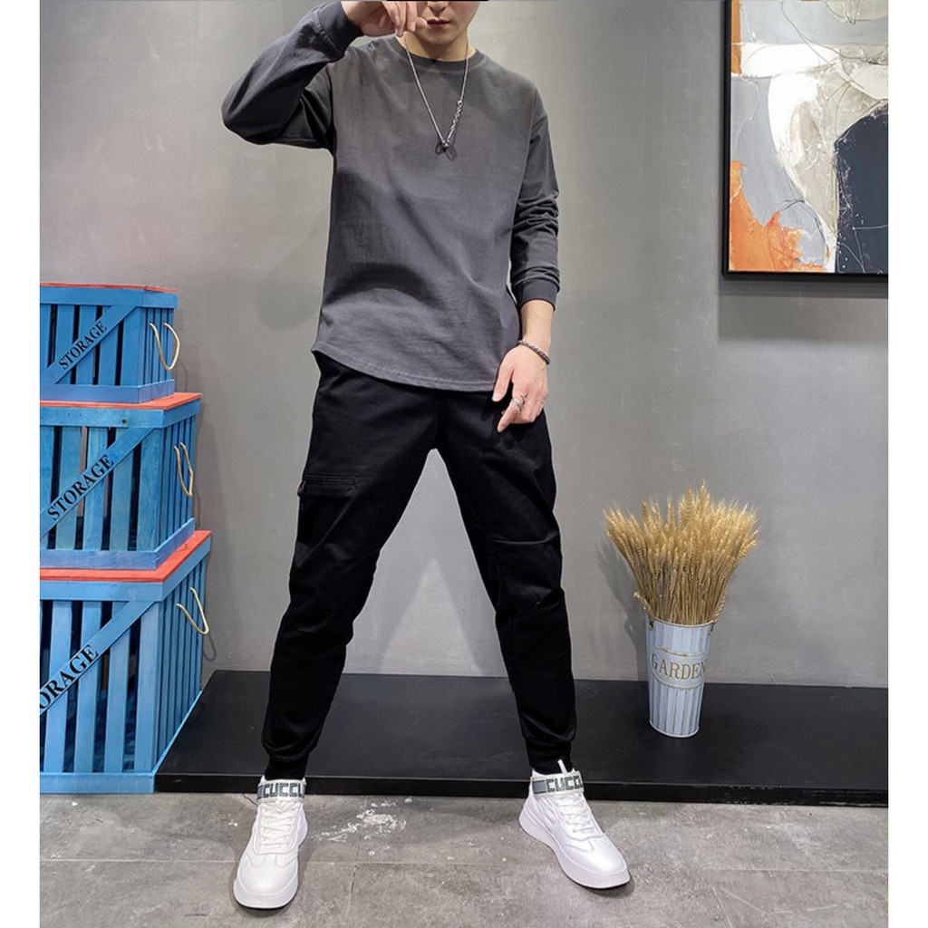 Áo sweater Tay Dài Basic Vạt Bầu Chất Cotton - Co Giãn - Mềm Mại | BigBuy360 - bigbuy360.vn