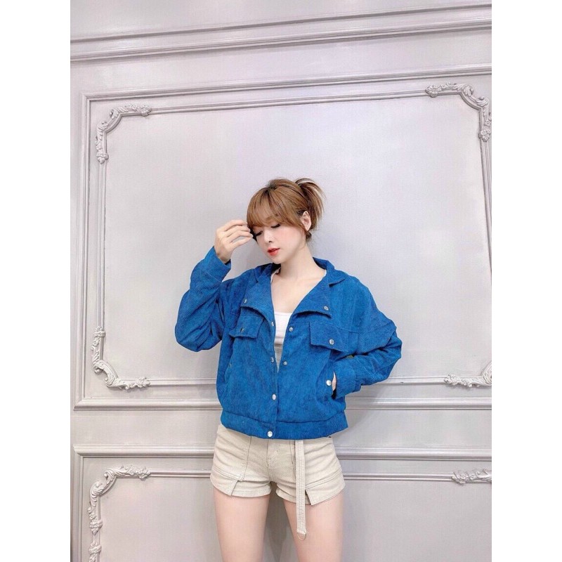 áo khoác nhung gân tăm cổ vest mẫu xinh dễ mặc 2021 | BigBuy360 - bigbuy360.vn