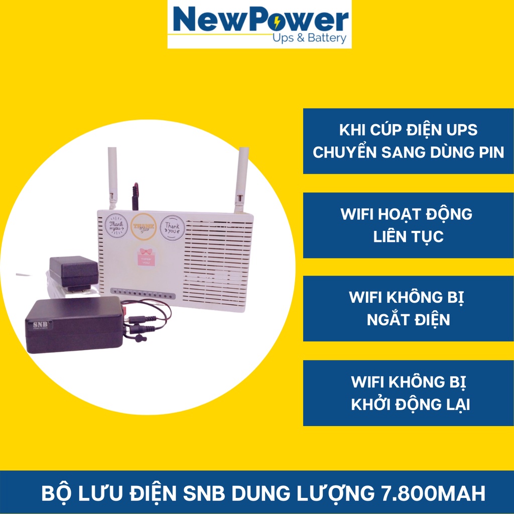 Bộ lưu điện gia đình,dung lượng pin 7800mAh, UPS 12V cho camera, wifi.., mới 100%,BH 12 tháng, xuất xứ VN