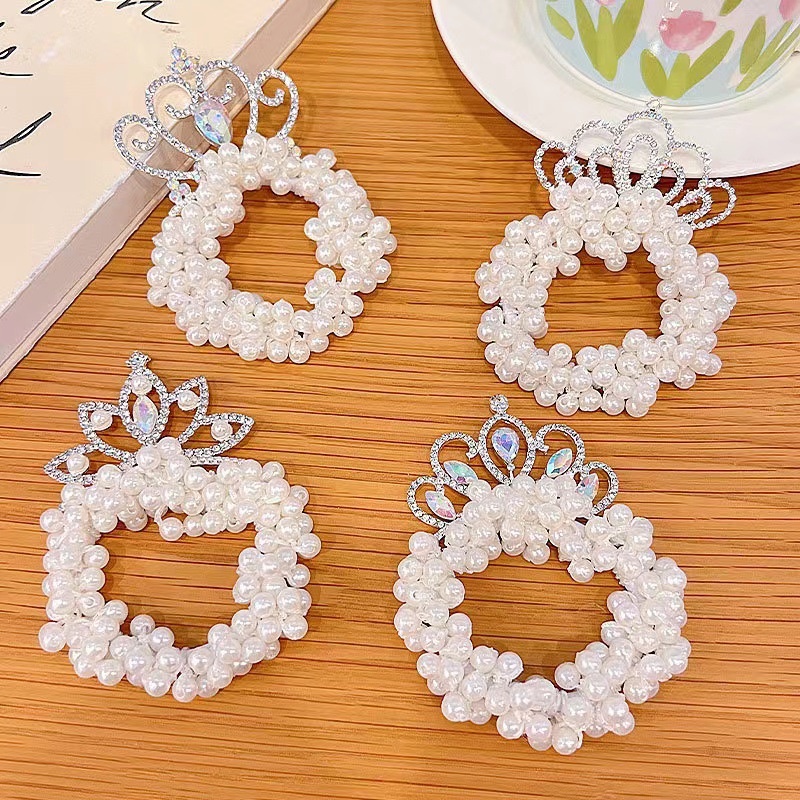 1 Dây Buộc Tóc Hình Vương Miện Công Chúa Đính Đá / Ngọc Trai / Hoa Xinh Xắn Cho Bé Gái