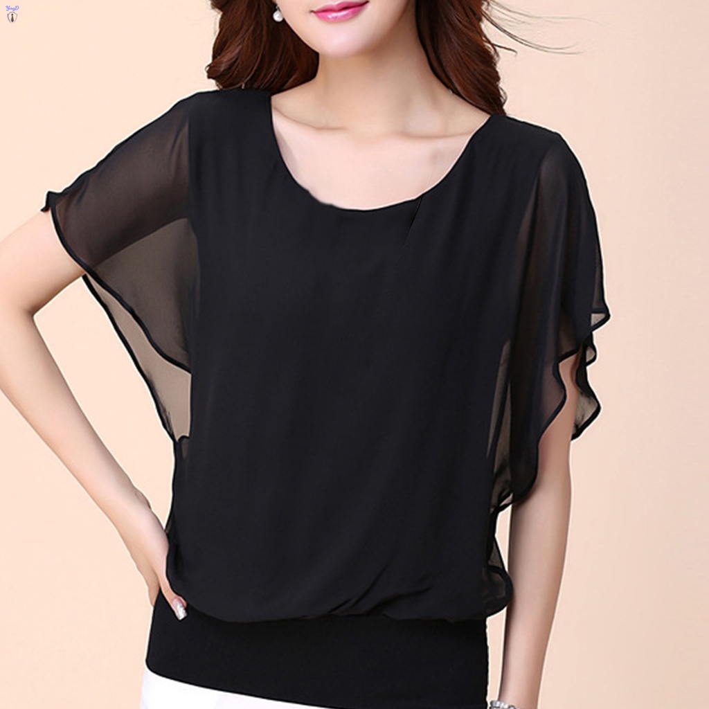 Áo Cánh Dơi Ngắn Tay Vải Voan Thoáng Khí Thoải Mái Thời Trang Mùa Hè Cho Nữ