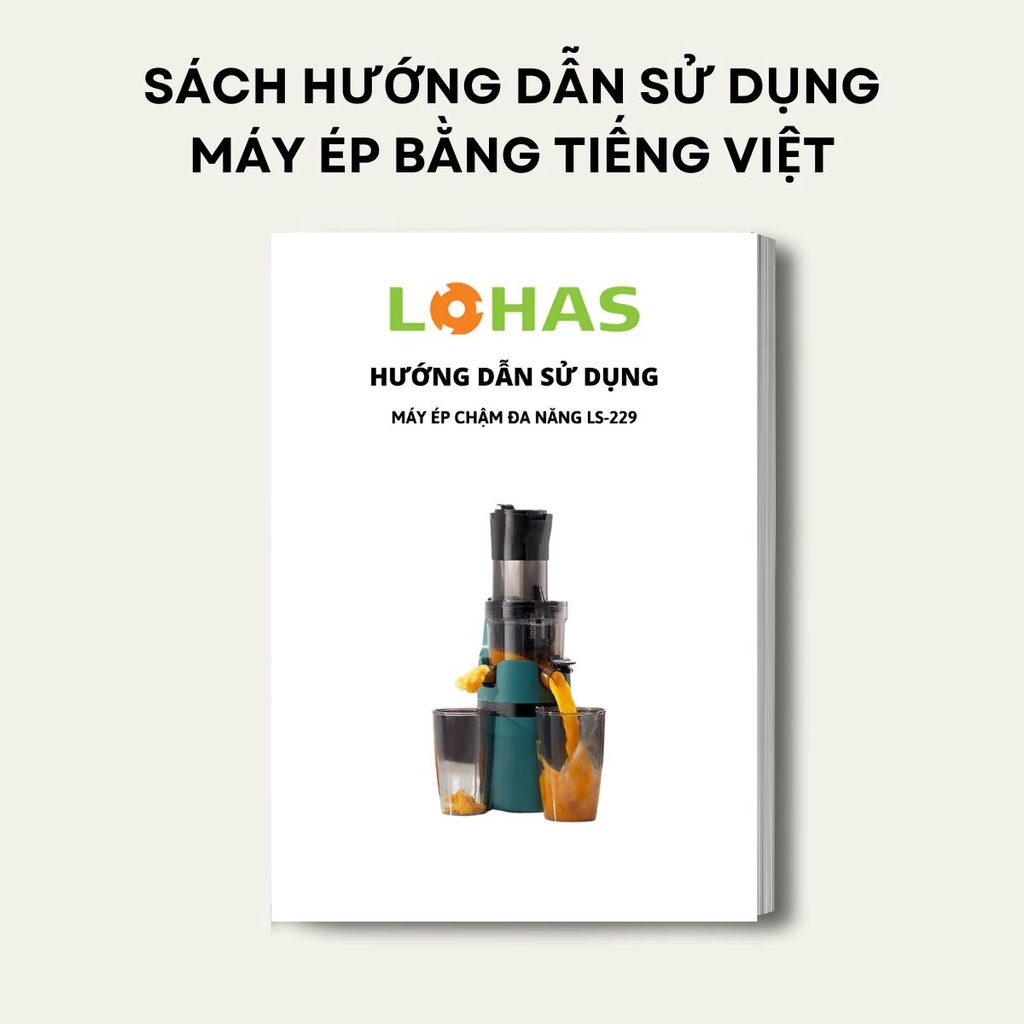 Máy Ép Chậm, Ép Trái Cây Cao Cấp Thương Hiệu LOHAS LS-229 Công Suất Lớn,Siêu Êm KÈM GIẤY BẢO HÀNH